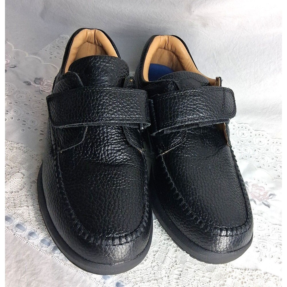 Dr. Comfort Scott Shoes Mens 9 W Black Pebbled Leather Diabetic Cushioned